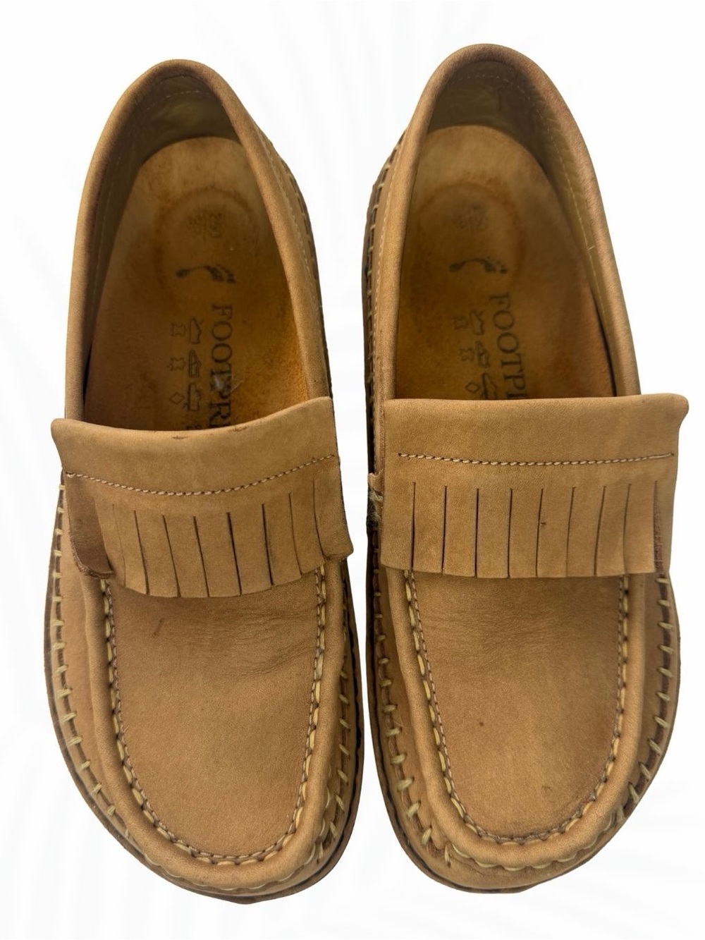 Birkenstock Footprints Tan Suede Leather Kiltie Moccasin Loafers Unisex